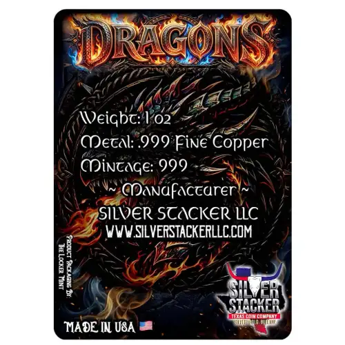 Fire Dragon Colorized 1 oz Copper Round in Card (2)