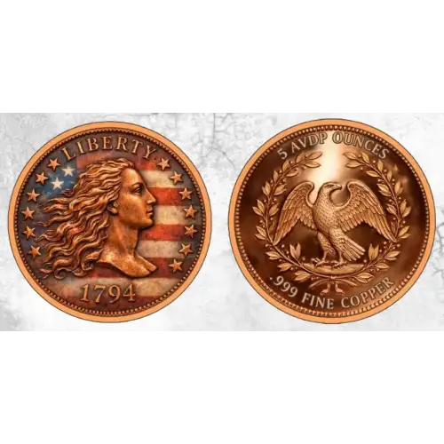 Flowing Hair Colorized  5 oz Copper Round  (3)