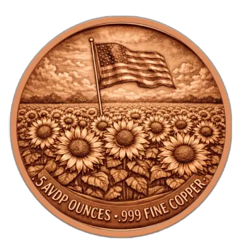 Freedom Flower Colorized  5 oz Copper Round (2)