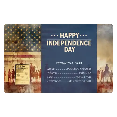 Happy Independence Day  1/1000 oz Gold Medal in Card  (2)