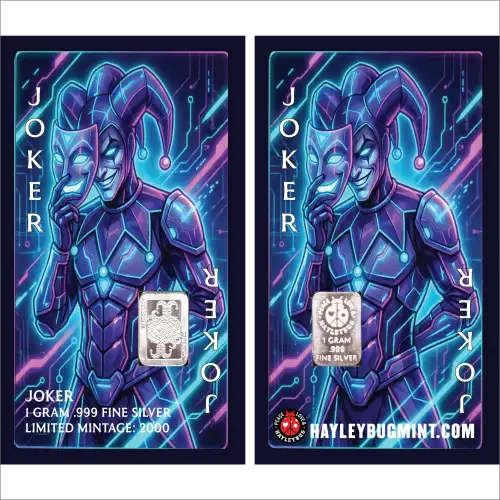 Joker 1g Silver Round in Card by Hayleybug Mint