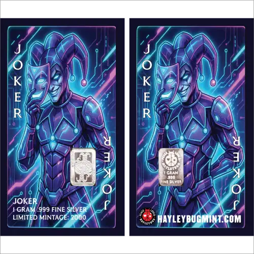 Joker 1g Silver Round in Card by Hayleybug Mint
