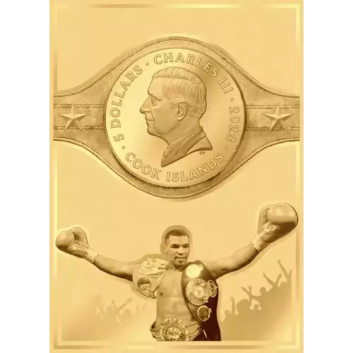 MIKE TYSON 2023 .5 GRAMS SOLID GOLD LEGAL TENDER “GREEN COLORWAY” TRADING COIN (4)