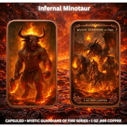 Mystic Guardians of Fire 4 x 1 oz Copper Bar Set  (5)