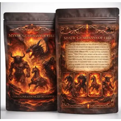 Mystic Guardians of Fire 4 x 1 oz Copper Bar Set