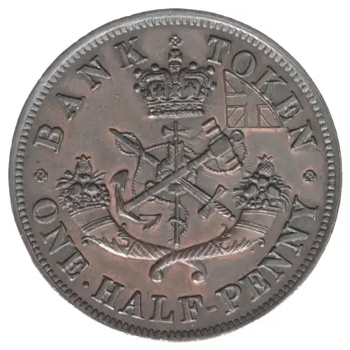 Post Colonial Issues -Private Tokens after Confederation--Copper Company of Upper Canada -copper- 1 Halfpenny (2)