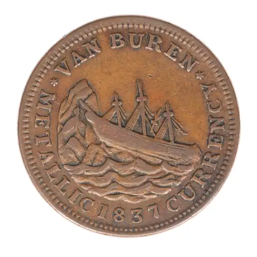 Private Tokens -Hard Times Tokens (1832-1844)-Ship / Lighting Copper -Copper