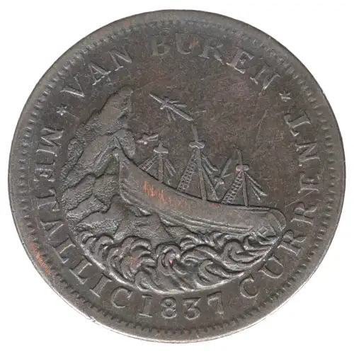 Private Tokens -Hard Times Tokens (1832-1844)-Ship / Lighting Copper -Copper