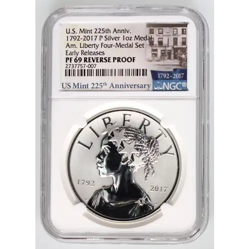 Silver Flowing Hair 230th Anniversary High Relief Medal