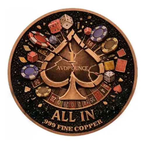 Skull and Spades Colorized  Diamond Dust 1 oz Copper Round  (2)