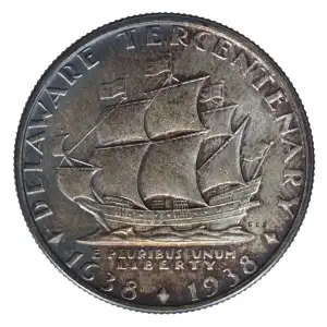 Classic Commemorative Silver--- Delaware Tercentenary 1936 -Silver- 0.5 Dollar