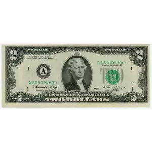 $2 1976 Green seal Small Size $2 Federal Reserve Notes 1935-A*