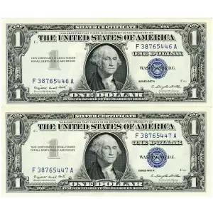 $1 1957-A blue seal. Small Silver Certificates 1620