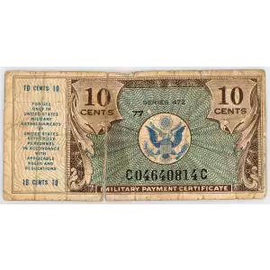 10 Cent Military Payment Certificate, Series 472  