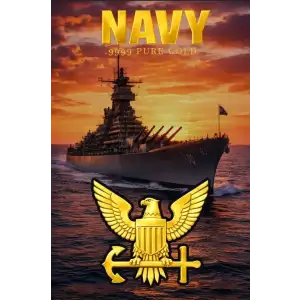 2026 U.S. Navy Shaped 1/1000 oz Gold Coin in Card