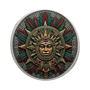 Aztec Sun Relic Colorized 1/10 Silver Round