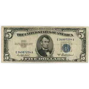 $5 1953-A blue seal. Small Silver Certificates 1656 (2)
