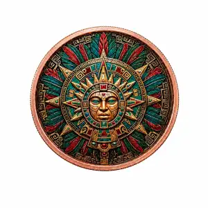 Aztec Sun Relic Colorized   5 oz Copper Round  (2)