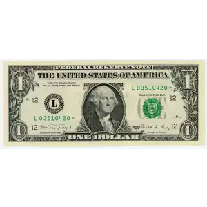 $1 1988-A. Green seal. Small Size $1 Federal Reserve Notes 1916-L* (2)