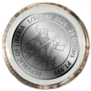 2026 Liberia Viking Tomahawk 1/500 oz Platium Coin in Card (2)