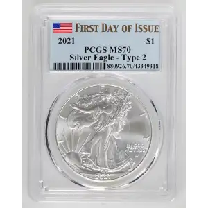 2021 $1 Silver Eagle - Type 2 First Day of Issue