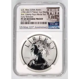 Silver Flowing Hair 230th Anniversary High Relief Medal