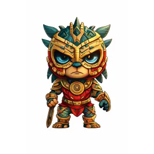 Aztecito Warrior Shaped Colorized 1 oz Copper Medal  (2)