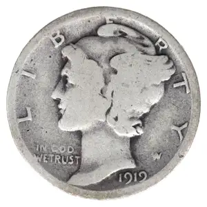 Dimes---Winged Liberty Head or Mercury 1916-1945 -Silver- 1 Dime (2)