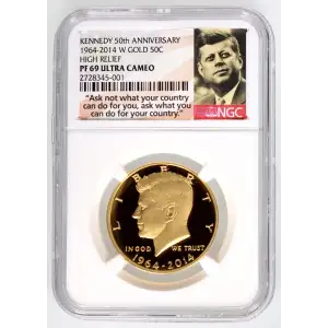 1964-2014 W HIGH RELIEF KENNEDY 50th ANNIVERSARY ULTRA CAMEO