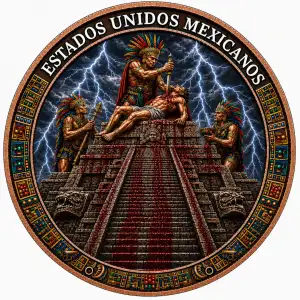 Aztec Sacrifice Colorized 5 oz Copper Medal