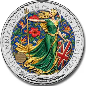 2027 1/4oz British Silver Britannia - Regal Bloom Aura Edition | CCX