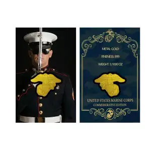 U.S. Marine Corps 1/1000 oz Gold Coin in Card