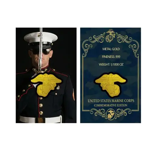 U.S. Marine Corps 1/1000 oz Gold Coin in Card