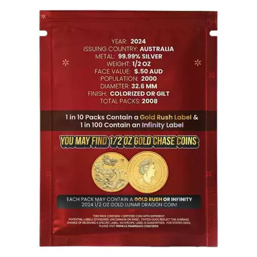 UltraBreaks 2024 Lunar Dragon PCGS MS70 1/2 oz Silver & Gold Chase Coins (4)