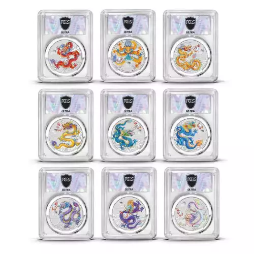 UltraBreaks 2024 Lunar Dragon PCGS MS70 1/2 oz Silver & Gold Chase Coins (3)