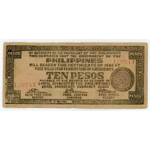 World War II Philippines Guerilla Currency